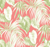 Malibu Dominica Wallpaper - Coastal Botanical - Salmon, Green, and White | Malibu Wallpaper