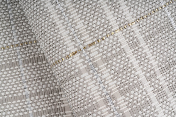 Pulp and Plaid White Gold - Off-White Commercial Wallcovering | Koroseal