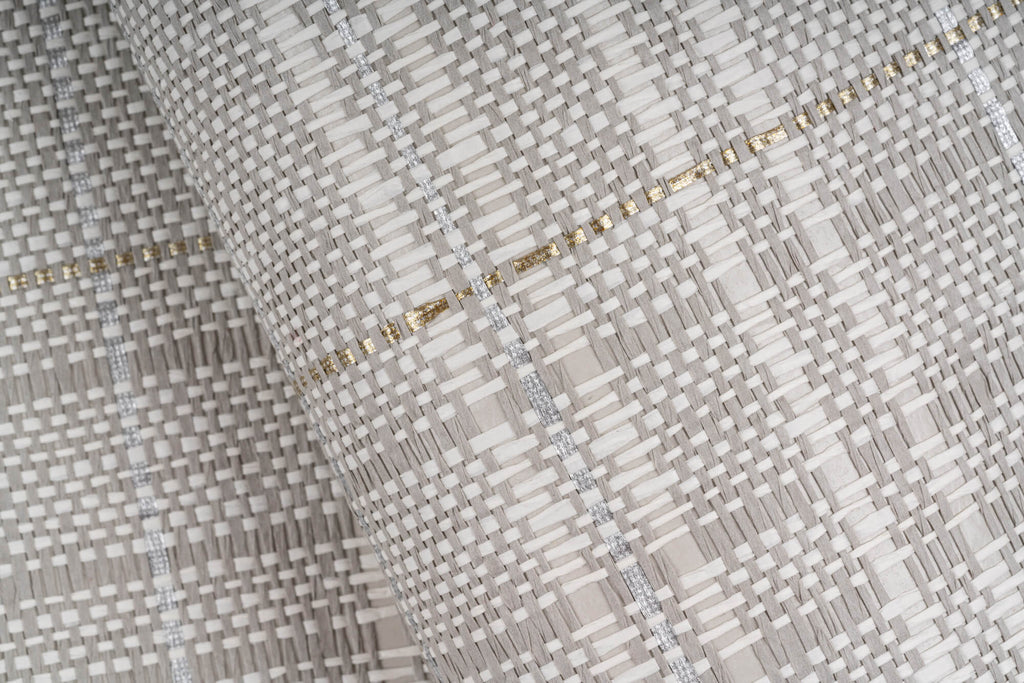 Pulp and Plaid Natural Wallpaper White Gold Wallpaper | Koroseal