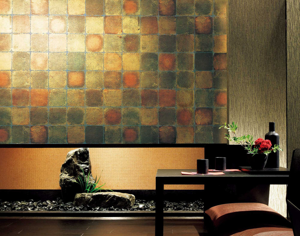 Opulent Leaf Room Setting - Koroseal Specialty Foil Wallcovering