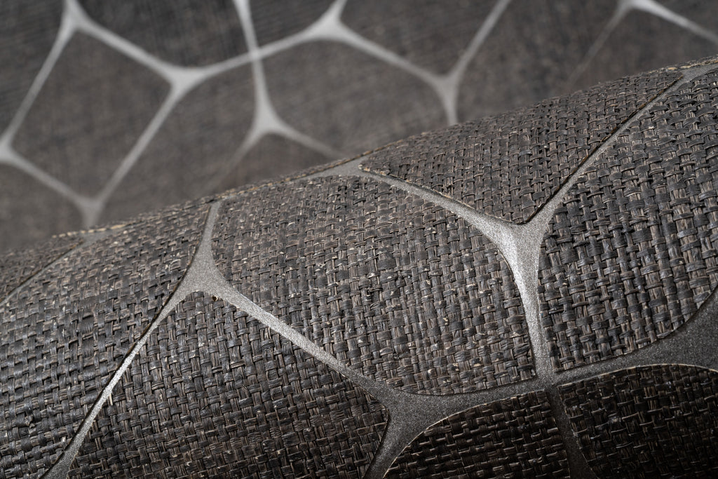 Beveled Raffia Natural Wallpaper Grey Taupe Wallpaper | Koroseal