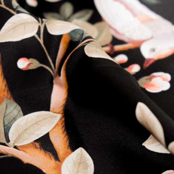 Birds Prosperity Onyx Cotton Fabric | Coordone Europe