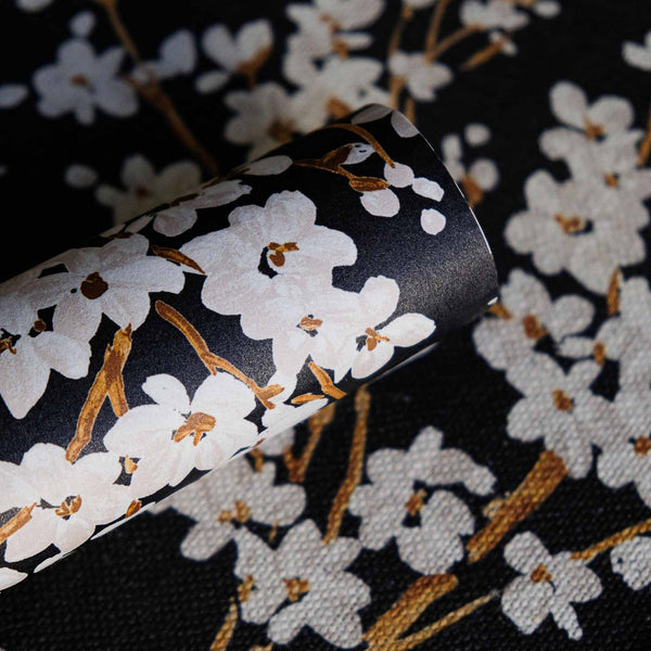 Cherry Blossom Onyx Linen Fabric | Coordone Europe