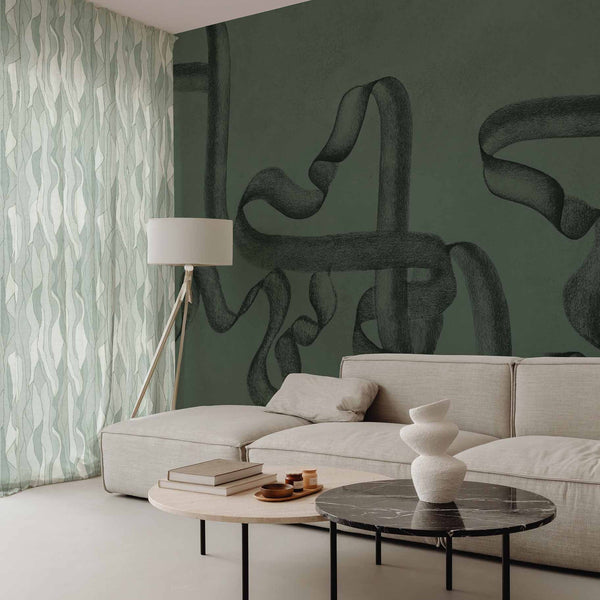 Collage Lagoon Linen Fabric | Coordone Europe