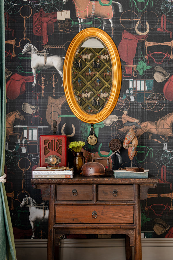 The Jockey Faded - White, Green, Anthracite, Red, Brown Wallcovering | Mind the Gap