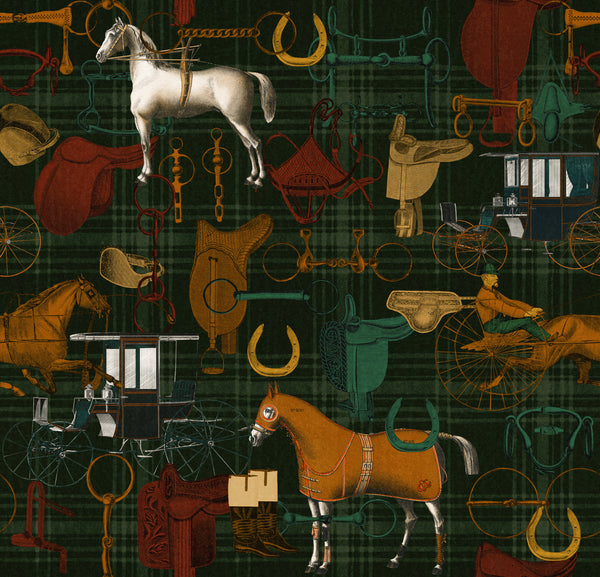 The Jockey Multicoloured - White, Green, Anthracite, Red, Brown Wallcovering | Mind the Gap