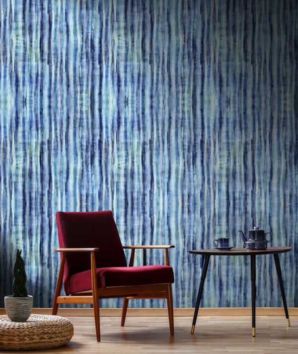 Tie Dye Aquamarine - Blue, White, Turquoise Wallcovering | Mind the Gap