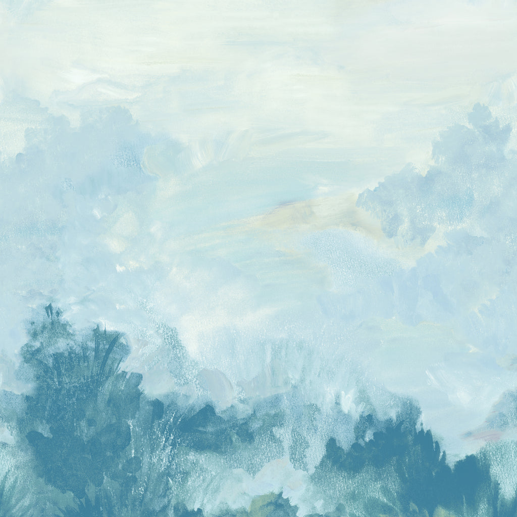 Twilight Mural Blue Fabric | Thibaut