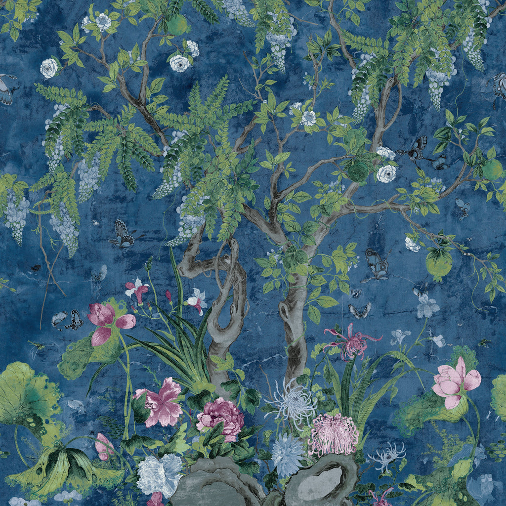 Wild Wisteria Mural, Navy