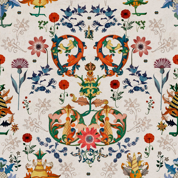 Transylvania Folk - Blue, Green, Yellow, Red, Off White Wallcovering | Mind the Gap