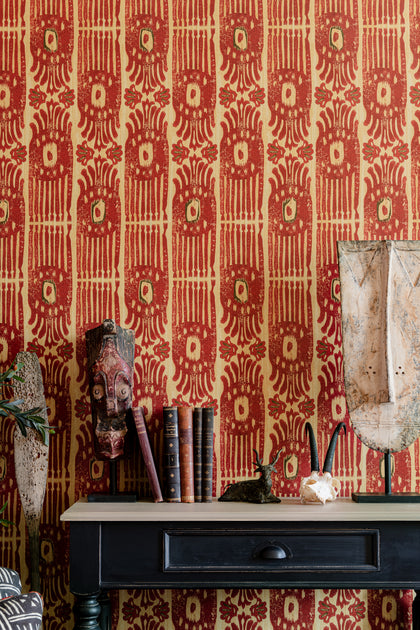 Tribal Ikat Lava - Red Wallcovering | Mind the Gap