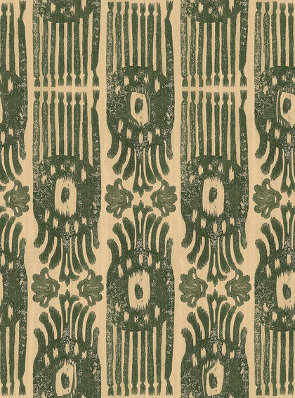 Tribal Ikat Myrtle - Green, Beige Wallcovering | Mind the Gap
