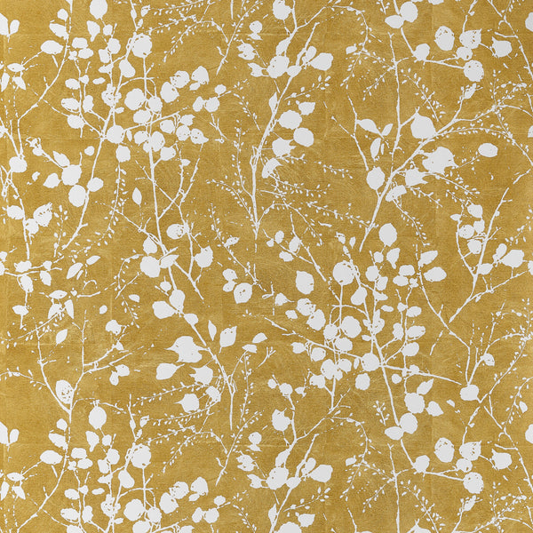 Katamari Bud Wide Width, Dark Gold and White Wallcoverings | Thibaut
