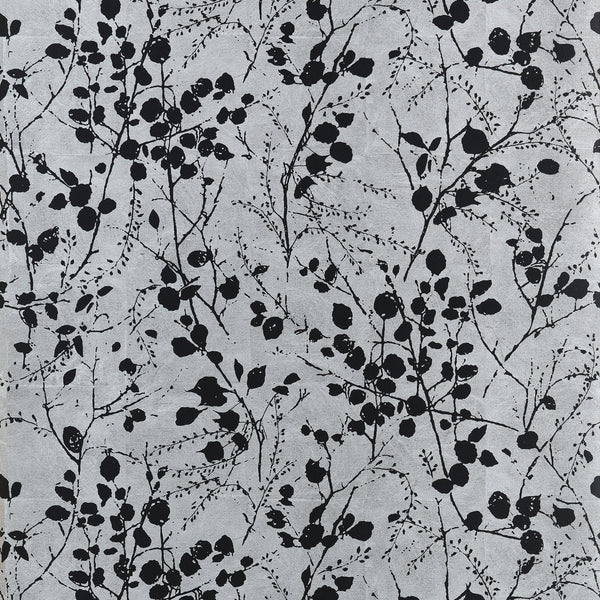 Katamari Bud Wide Width, Silver and Black Wallcoverings | Thibaut