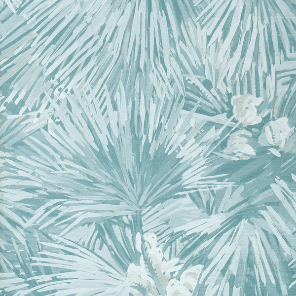 Palmier Wide Width, Spa Blue Wallcoverings | Thibaut