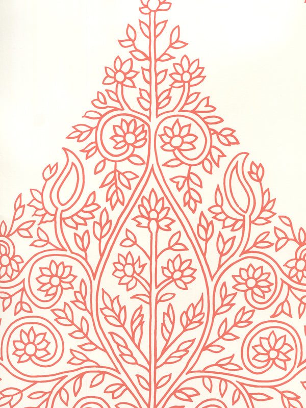 Taj New Shrimp on Almost White Screen Printed - Beige Wallcovering | China Seas
