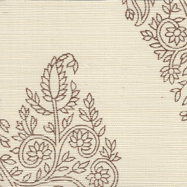 Taj Tobacco on Beige Grasscloth Screen Printed | China Seas
