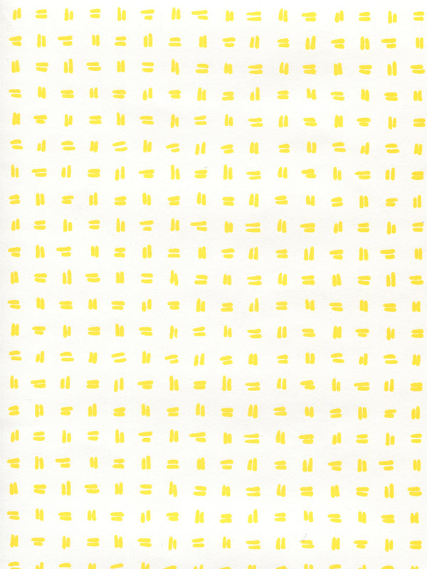 Tate Yellow on White Screen Printed - Off-White Wallcovering | China Seas