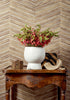 Wood Herringbone, Natural on Metallic Silver