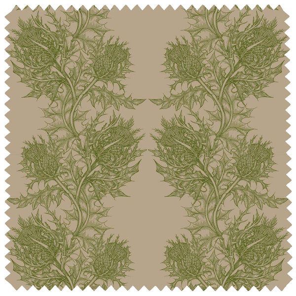 Thistle Linen Olive Green | Timorous Beasties Fabric