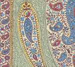 Toms Paisley, Multi Turquoise Red Green on Cotton Sateen Wallcoverings | Quadrille