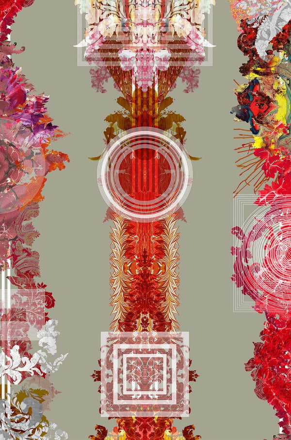 Totem Damask Cardinal Red | Timorous Beasties Wallcovering