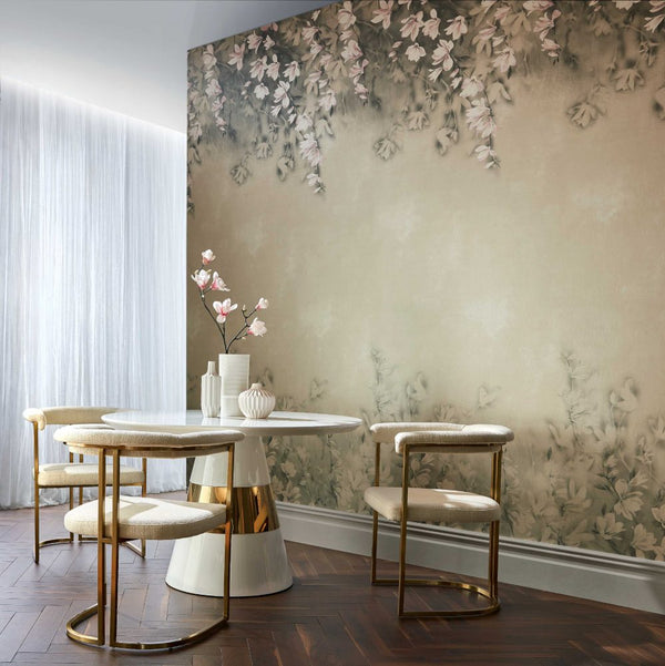 Trailing Magnolia Burnished - Gold Wallcovering | 1838 Wallcoverings