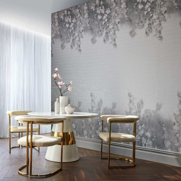 Trailing Magnolia Mist - Grey Wallcovering | 1838 Wallcoverings