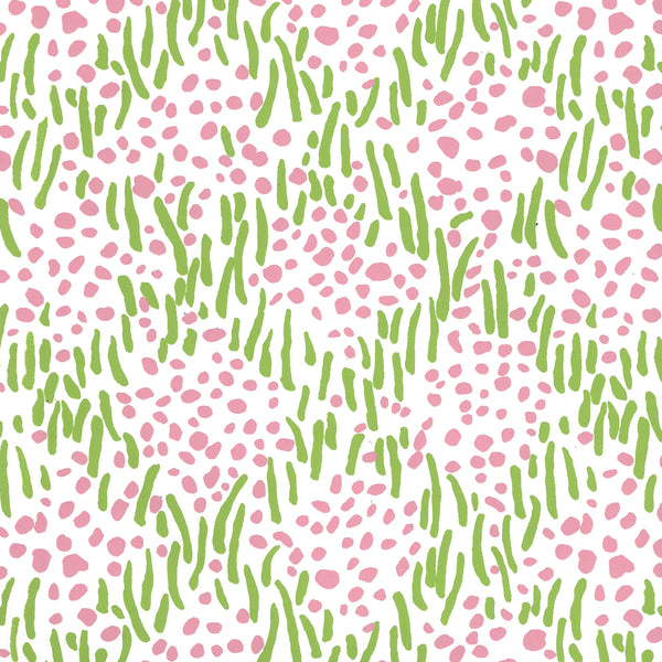 Trilby Jungle Green Pink on White Screen Printed | China Seas