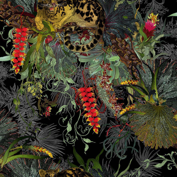 Tropical Clouded Leopard Black | Timorous Beasties Wallcovering