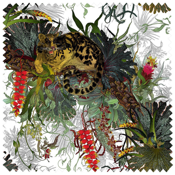 Tropical Clouded Leopard Original Linen | Timorous Beasties Fabric