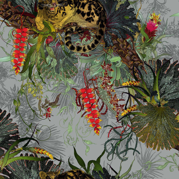 Tropical Clouded Leopard Grey | Timorous Beasties Wallcovering