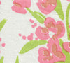 Tulips Multicolor, Pinks Green on White Linen