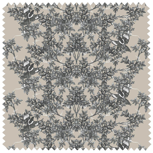 Two in a Bush Hand Printed Linen Pale Blue | Timorous Beasties Fabric