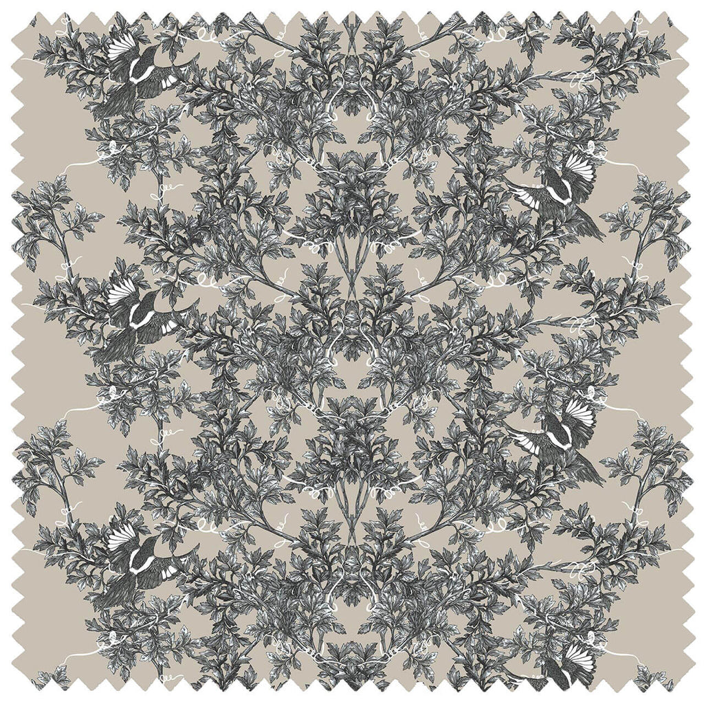Two in a Bush Hand Printed Linen Pale Blue