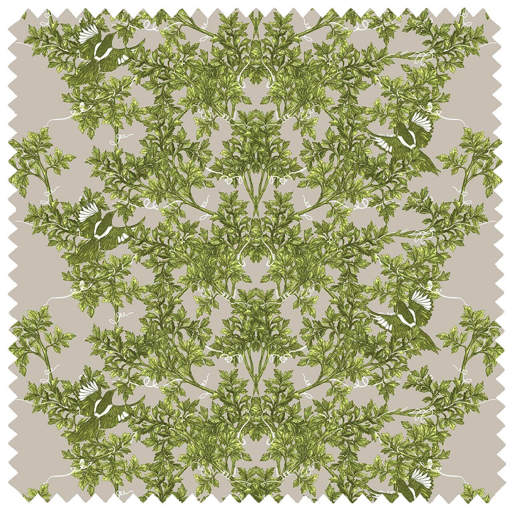 Two in a Bush Hand Printed Linen Acid Green
