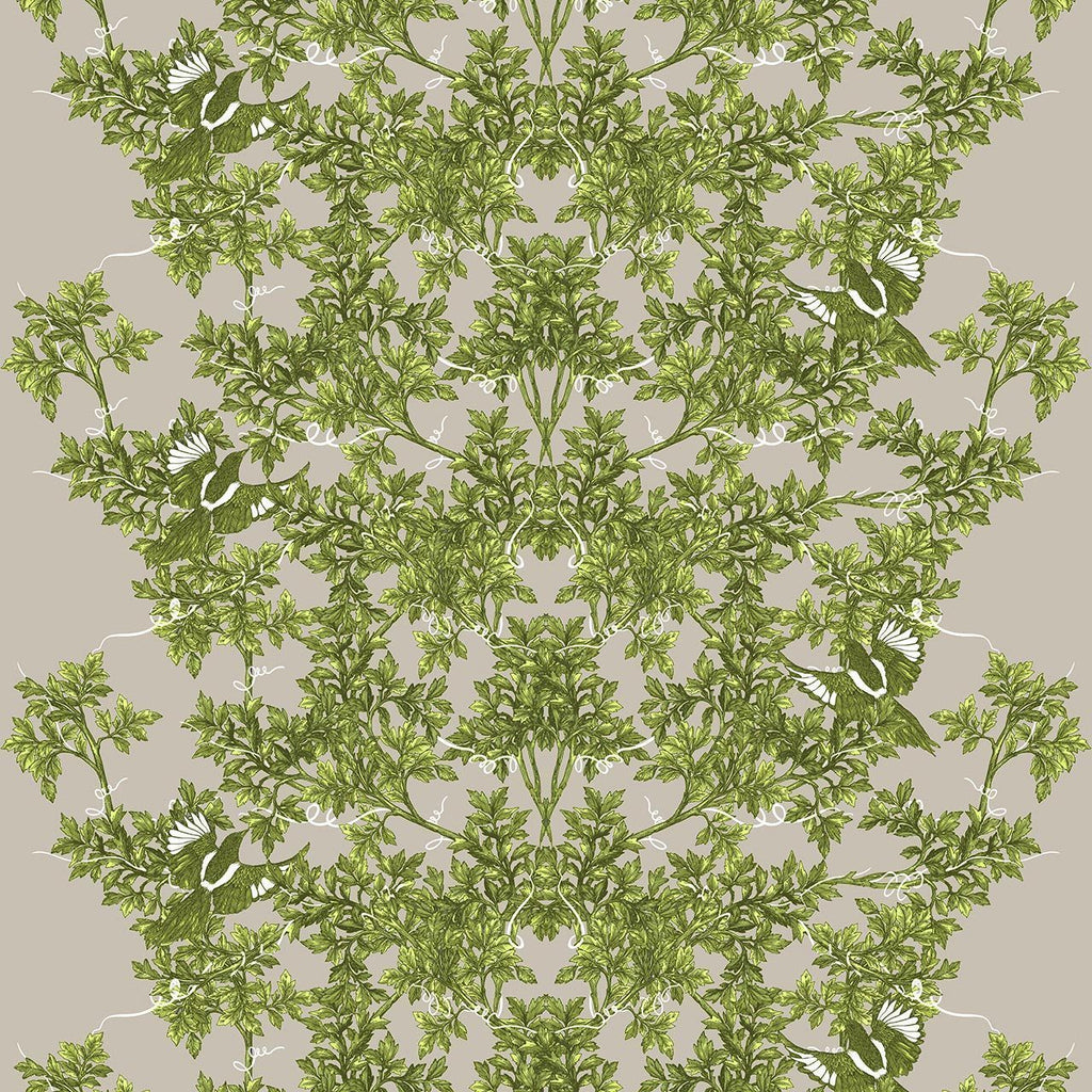 Two in a Bush Hand Printed Linen Pale Blue