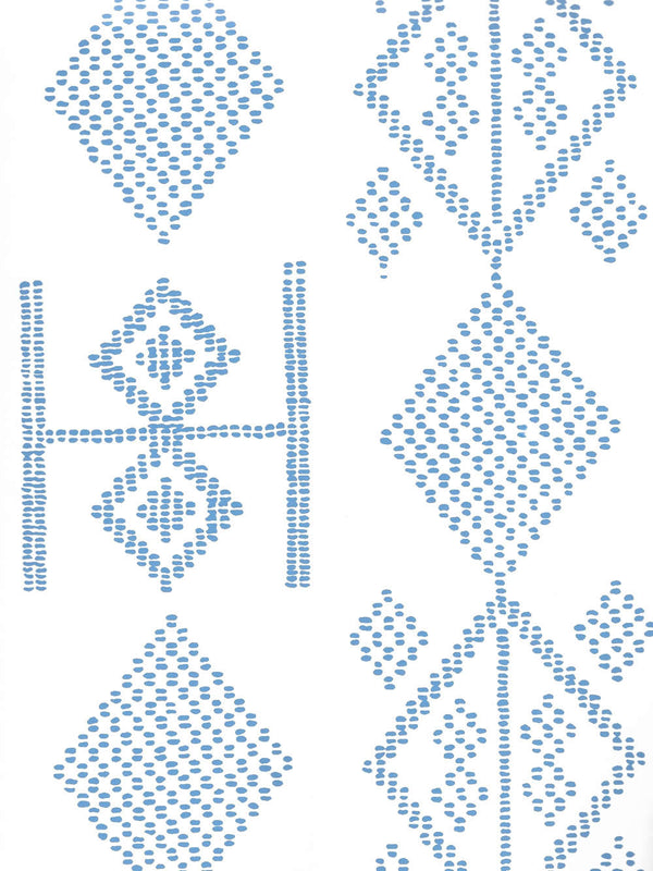 Vacances French Blue On Almost White Paper Screen Printed | China Seas