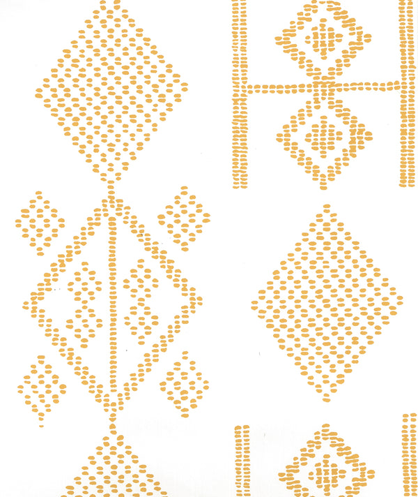 Vacances Inca Gold on Almost White Screen Printed | China Seas