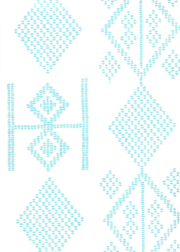 Vacances Turquoise On Almost White Paper Screen Printed | China Seas