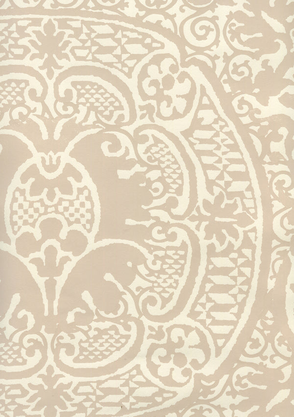 Veneto Pumice on Off White Screen Printed - Beige Wallcovering | China Seas
