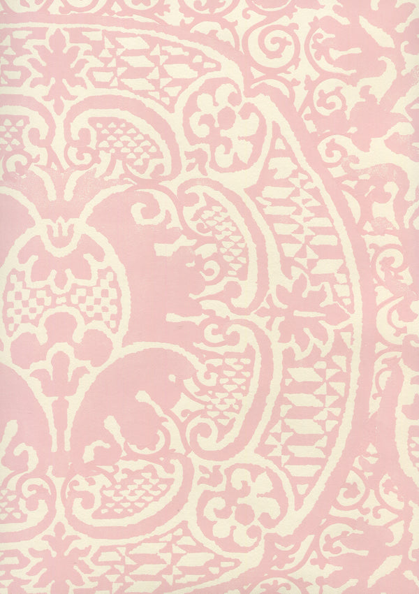 Veneto Soft Pink on Off White Screen Printed - Off-White Wallcovering | China Seas
