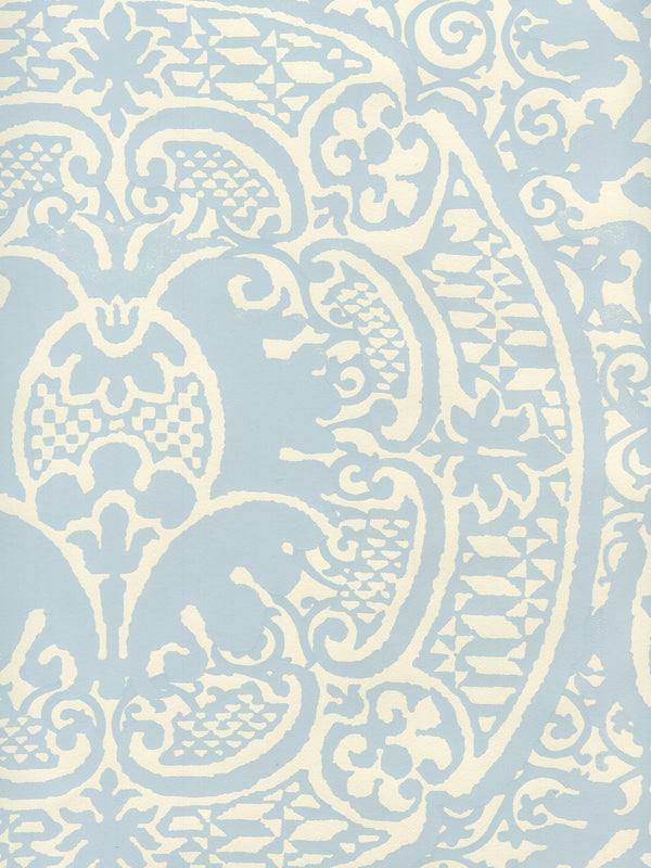 Veneto Windsor Blue on Off White Screen Printed | China Seas