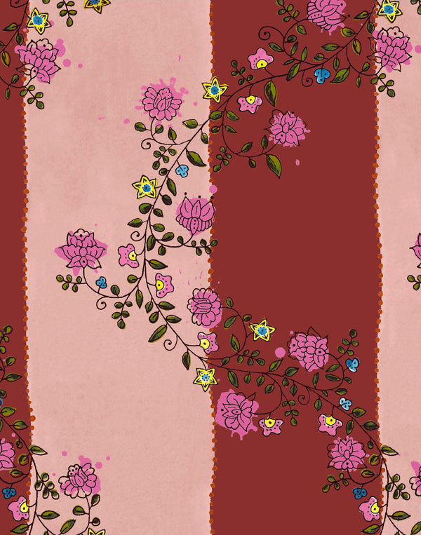 Vine Blots Crimson & Fuchsia Blaze | Franquemont London