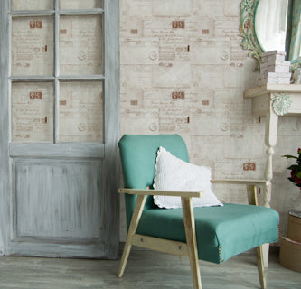 Vintage Letters Neutral - Taupe, Sepia Wallcovering | Mind the Gap