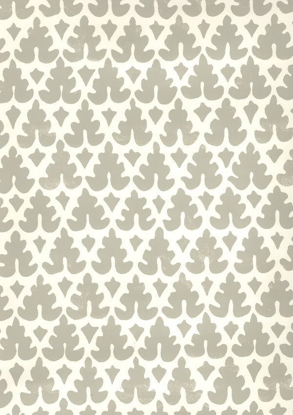 Volpi Gray on Off White Screen Printed - Off-White Wallcovering | China Seas
