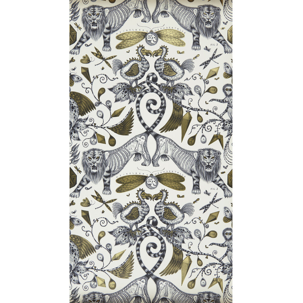 Samples and Purchasing available for Extinct - Gold  By Clarke And Clarke | Animalia By Emma J Shipley For C&C | Animal/Insects Wallcovering Print at Designer Wallcoverings and Fabrics