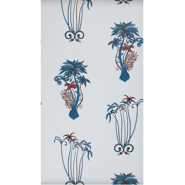 Jungle Palms - Blue  By Clarke And Clarke | Animalia By Emma J Shipley For C&C | Botanical & Floral Wallcovering Print