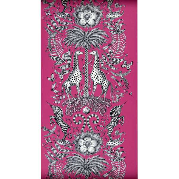Kruger - Magenta  By Clarke And Clarke | Animalia By Emma J Shipley For C&C | Animal/Insects Wallcovering Print