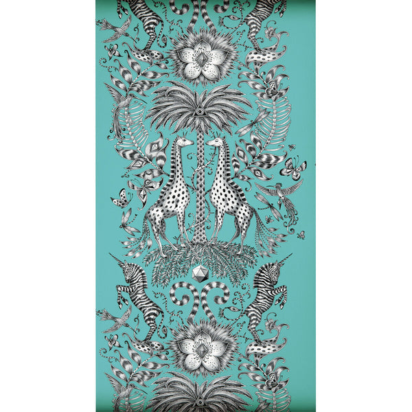 Kruger - Teal  By Clarke And Clarke | Animalia By Emma J Shipley For C&C | Animal/Insects Wallcovering Print